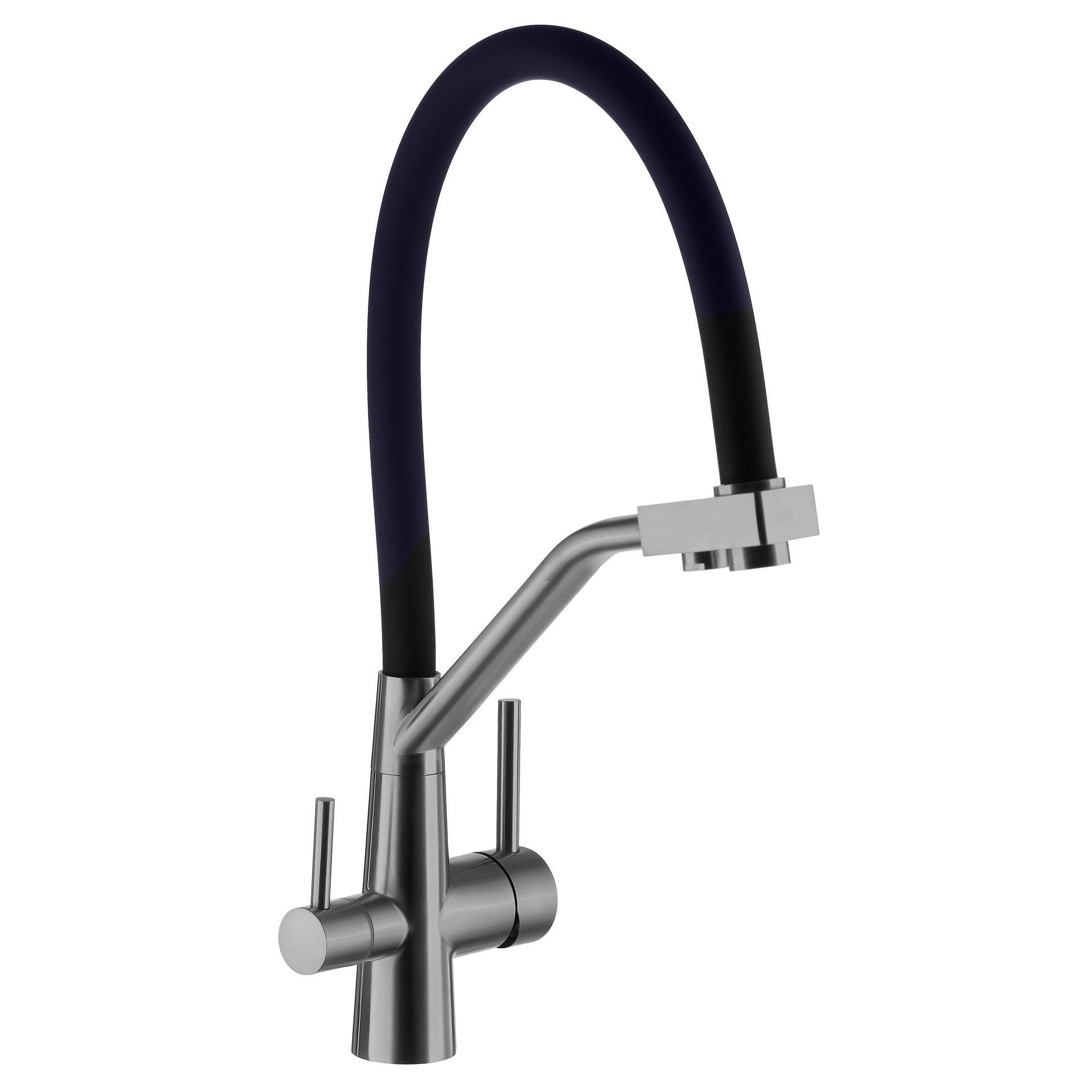 Смеситель с отдельным краном питьевой воды Гейзер Ниагара, серый