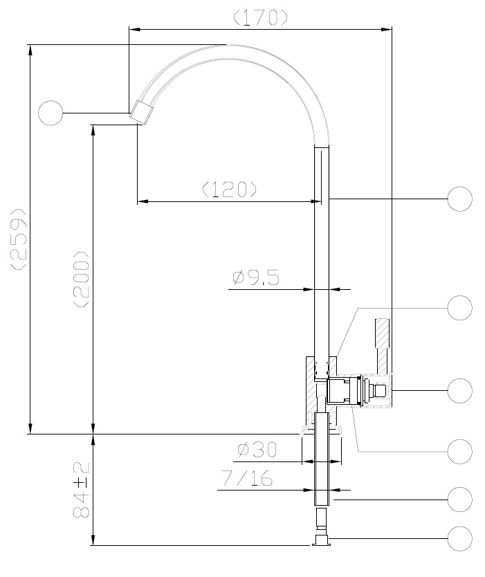 Размеры крана для чистой воды Flowmaster Colour  Размеры крана для чистой воды Flowmaster Colour