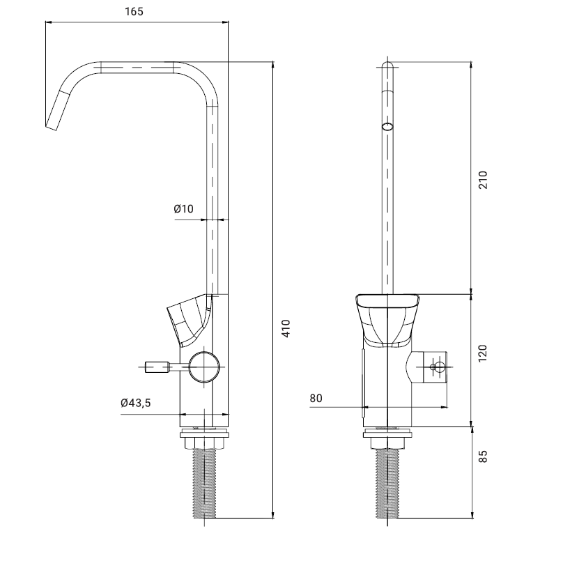 Размеры крана для чистой воды Гейзер Элит