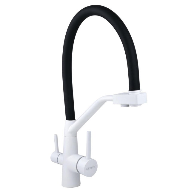 Смеситель с отдельным краном питьевой воды Гейзер Ниагара, белый