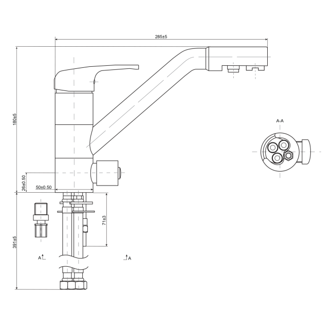 Гейзер Cascade смеситель для кухни с подключением к фильтру с питьевой водой