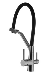 Смеситель с отдельным краном питьевой воды Гейзер Ниагара, серый