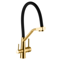 Смеситель с отдельным краном питьевой воды Гейзер Ниагара, желтый