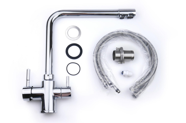 Смеситель с отдельным краном питьевой воды Гейзер Инга, хромированный