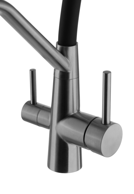 Смеситель с отдельным краном питьевой воды Гейзер Ниагара, серый