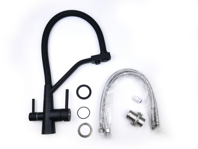 Смеситель с отдельным краном питьевой воды Гейзер Ниагара, черный