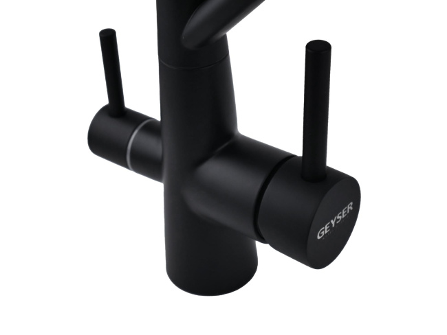 Смеситель с отдельным краном питьевой воды Гейзер Ниагара, черный